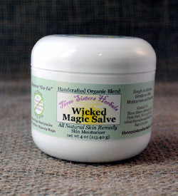 three sisters herbals organic skin care handcrafted wicked magic salve wicked magic salve tea tree oil skin care salve ring worm rashes rash treatment plantian organic magic salve herbal salve hand crafted grapefruit seed extract diaper rash comfrey chickweed calendula baby skin care athletes foot all natural