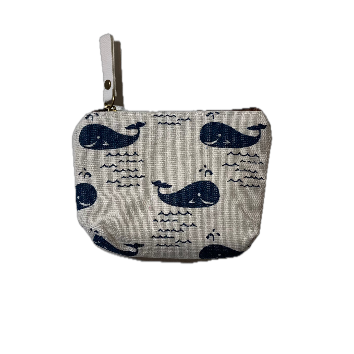 Small pouch with bluewhale pattern on a white background