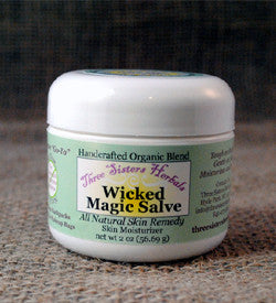 three sisters herbals organic skin care handcrafted wicked magic salve wicked magic salve tea tree oil skin care rashes rash treatment organic magic salve horses hooves hooved animals hoof farm animals dry skin dogs dog cream cracked heels chickens cats antifungal animals animal care kit all natural dog gifts all natural abscesses. The best all-natural herbal salve.